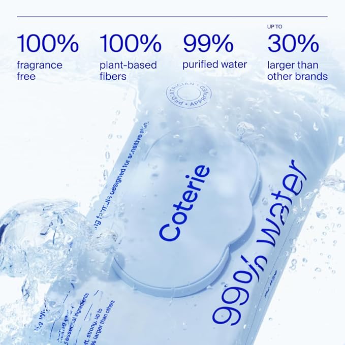 Coterie Baby Wipes for Sensitive Skin, Plant-Based and Plastic-Free Fibers - Image 2