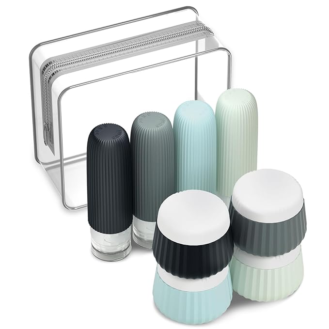 Travel Bottles 8 Pack, TSA Approved 3 oz Toiletries Containers, Leak Proof by Mrsdry