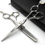 SHARONDS 6 Inch 440C High Hardness Stainless Steel Hair Scissors Hair Salon Hair Stylist Cutting Thinning Tool Barber Special (scissors set) (6 inch 2pc-D)