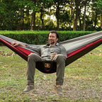 Camping Hammock with Mosquito Net (Black&red / X-Large)
