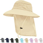 Sun Hats for Men Women, UPF50+ Protection Safari Hat, Wide Brim Fishing Hat by Rosoz