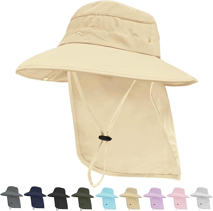 Sun Hats for Men Women, UPF50+ Protection Safari Hat, Wide Brim Fishing Hat by Rosoz