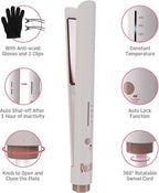 Quico Hair Straightener, 110-240V Global Travel Hair Straighteners for Women, 15s Fast Heating, Professional Negative Ion Flat Iron, Temp Memory, 320℉-450℉, Auto-Off, with Glove and Clips, Gift, Pink