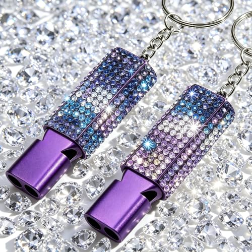 Three Tube Whistle Aluminum Alloy Survival Whistle for Outdoor Needs Sports Referee Emergency (purple2pcs)