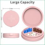 2 Pack Small Pill Box, 3 Compartment Round Silicone Travel Pill Box - Image 2