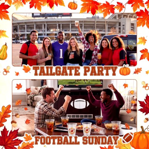 50 Pcs Fall Football Plastic Cups 12 oz for Party (Fall Football)