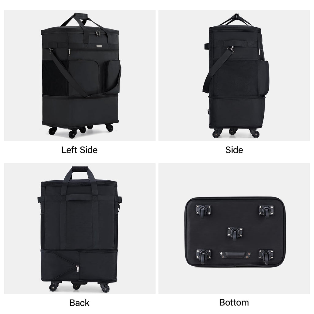 Expandable Collapsible Luggage with Wheels (Black-1)