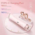 Bikini Trimmer for Women, 2 in 1 Electric Shaver for Women, Pubic Hair Trimmer Waterproof IPX7 with LED, Bikini Razor for Leg Arm Underarm Bikini Area, Pull Bows Gift Box for Friends (Rose Pink)