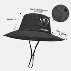 Ponytail Sun Bucket Hats for Women UV Protection Foldable Wide Brim (1 Pack-black)