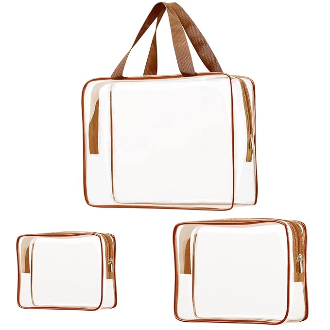 3Pcs Crystal Clear PVC Travel Toiletry Bag Kit by ROYBENS