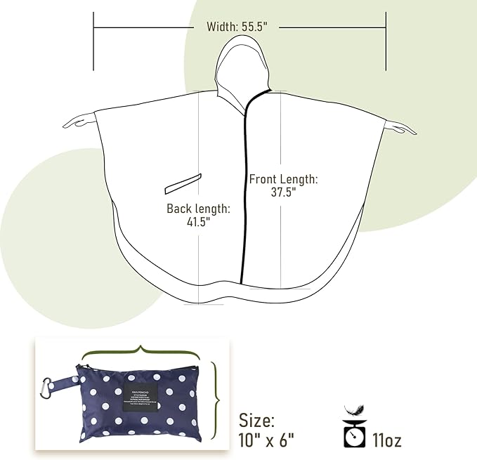 SaphiRose Unisex Rain Poncho Raincoat Hooded - Image 6