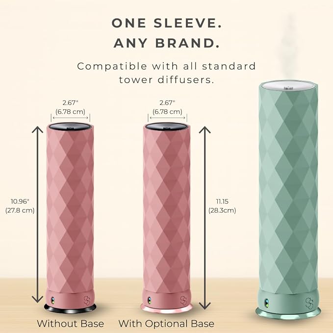 Waterless Essential Oil Hotel Scent Diffuser - Cold Air Diffuser - Covers 1000 sq. ft. - Waterless Diffuser for Home, Office & Hotel (Black + Light Pink Sleeve) (Black + Light Pink Sleeve)