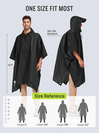SaphiRose Extra Thick Hooded Rain Poncho Double Layer Waterproof Raincoat Jacket - Image 3