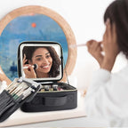 Travel Makeup Bag with LED Mirror Travel Makeup Organizer with 3 Lighted - Image 9