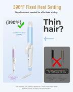 Europe Travel Curling Iron Mini: Dual Voltage Curling Iron for Traveling - Mini Travel Curling Irons 1 Inch with US Plug, Blue 390℉ for Fine/Damaged Short Hair