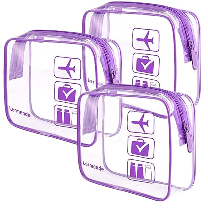 Lermende 2pcs Clear Toiletry Bag TSA Approved Travel Bag, Carry On by Lermende