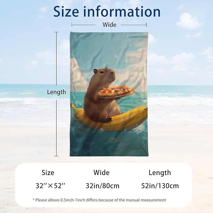 WZOMT Cute Capybara Beach Towel, Capybaras Gifts - Image 3