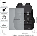 Black backpack for men, 16 inch laptop backpack - Image 7