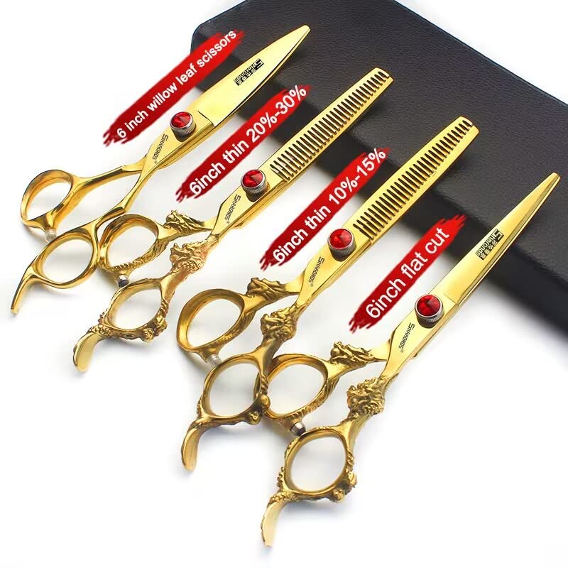 Gold Dragon Professional Hairdressing Scissors (6 Inch 4-piece Set)
