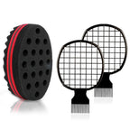 3 Pcs Afro Twist Upgrade Set: Hair Sponge Double-sided and 2 Twist Comb, Curl Sponge Hair Brush for Women Men Barber Personal Styling