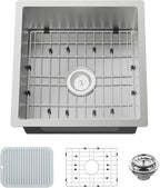 Small Kitchen Sink, 18x18 In Bar Sink Stainless Steel Undermount Small Kitchen by FAUENPEEY