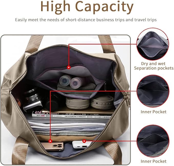 Large Capacity Foldable Travel Bag Expandable Portable Carry on Bag Dry&Wet - Image 4
