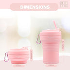 Collapsible Cup with Reusable Straw – 18 Oz, Portable Travel Mug, Leak-Proof - Image 4