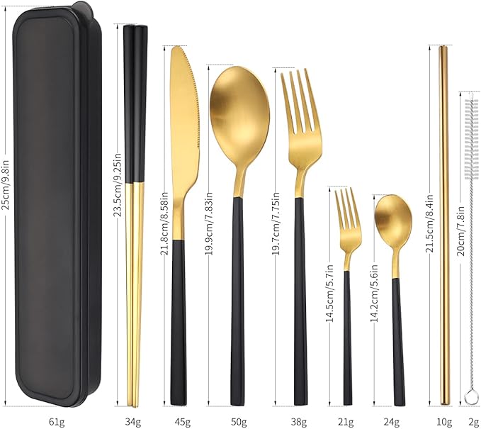 AARAINBOW 6 Pieces Stainless Steel Flatware Set Portable Reusable Cutlery Set - Image 2