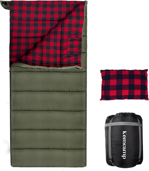 0 Degree Sleeping Bag Cotton Flannel Winter Cold Weather by Keencamp