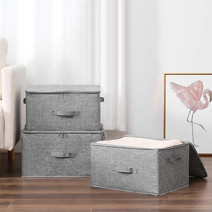 ANMINY Storage Bins with Zipper Lids 36 Qt Lidded Fabric Storage Boxes Baskets - Image 5