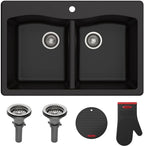 KRAUS Forteza 33-inch Drop in/Undermount 50/50 Double Bowl Granite Kitchen Sink by KRAUS