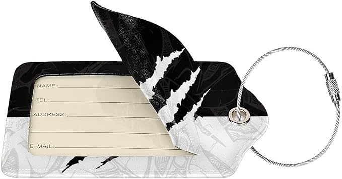 Black Against White Pattern Luggage Tags - Image 2