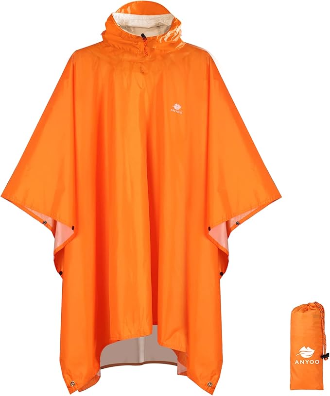 ANYOO Hooded Rain Poncho for Adults Waterproof Lightweight Rain Coat for Men by Anyoo