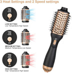 Hair Dryer Brush Blow Dryer in One Step, Upgraded 4 in 1 Hair Dryer and Styler Volumizer with Negative Ion Anti-frizz Ceramic Titanium Barrel Hot Air Brush Hair Straightener (Golden, Medium)