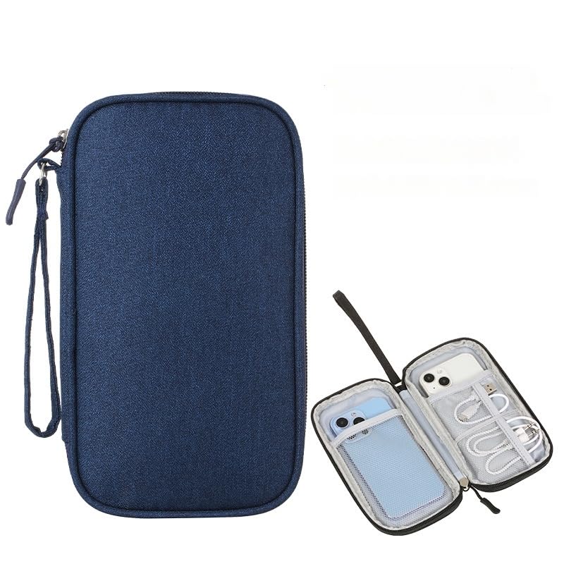 Electronic Organizer Travel Cable Accessories BagPouch Portable Waterproof Storage Bag Electronic Organizer Case for Cable (Dark Blue)