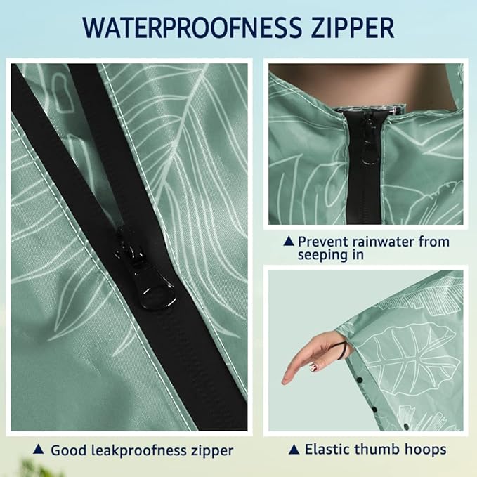 ANYOO Waterproof Rain Poncho Lightweight Reusable Hiking Hooded Coat Jacket - Image 4