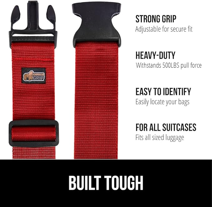 GORILLA GRIP Heavy Duty 4 Pack Adjustable Luggage Straps - Image 2