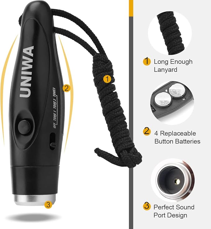 UNIWA Electronic Whistles, 2 Pack Handheld 3 Tone High Volume Electric Whistle - Image 6