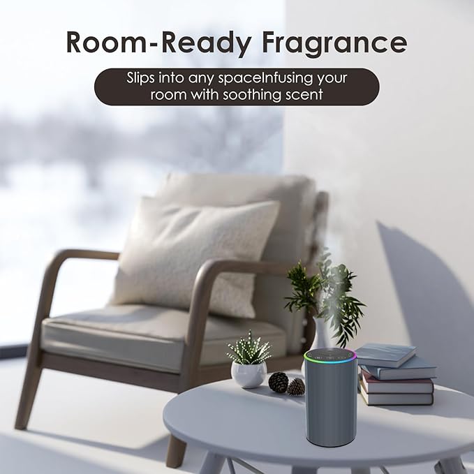 Waterless Essential Oil Diffuser, Battery Powered Mini Scent Air Machine, Aromatherapy Mist Diffuser for Home Room Car Office (Grey)
