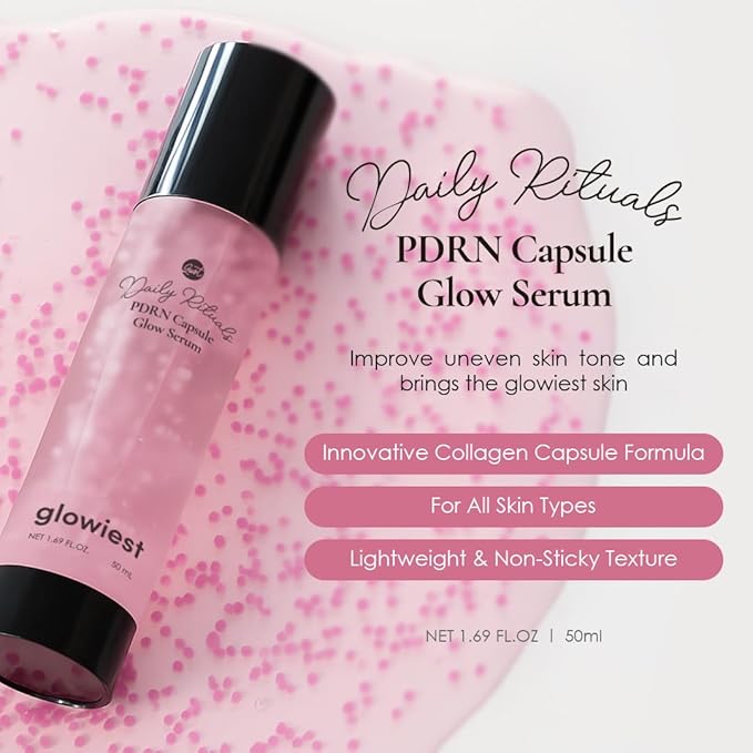 glowiest PDRN Capsule Glow Serum – Encapsulated PDRN + Collagen + Snail Mucin, Hydrating Serum for Youthful Glow, 300Da Collagen, 50ml