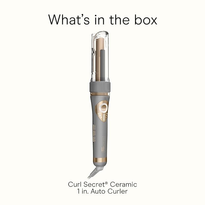 INFINITI PRO CONAIR Curl Secret Automatic Curling Iron, ¾-inch Curling Iron Barrel, Automatic Hair Curler for All Hair Types and Lengths, Dual Voltage for Worldwide Travel, Gray/Gold