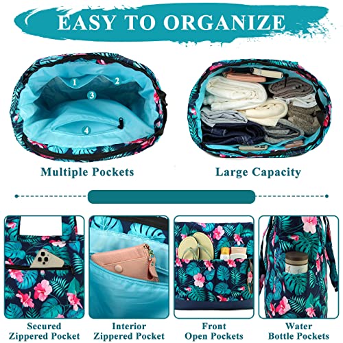 Beach Bag for Women (Green Flowers)
