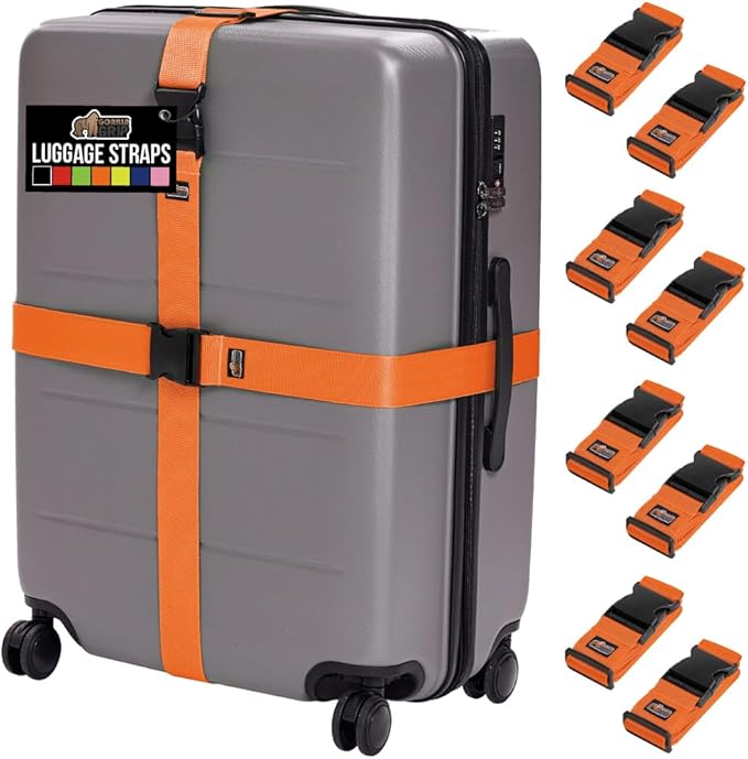 GORILLA GRIP Heavy Duty 8 Pack Adjustable Luggage Straps by GorillaGrip