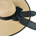 Womens Bowknot Straw Hat Foldable Beach Sun Hat Roll up UPF 54+ (Ac Khaki 5.9" Brim, 1 Pack)