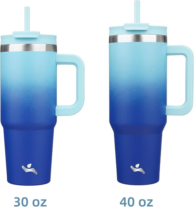 30 oz Tumbler with Handle and 2 Straws, 2 in 1 Lid Insulated Water Bottle - Image 3