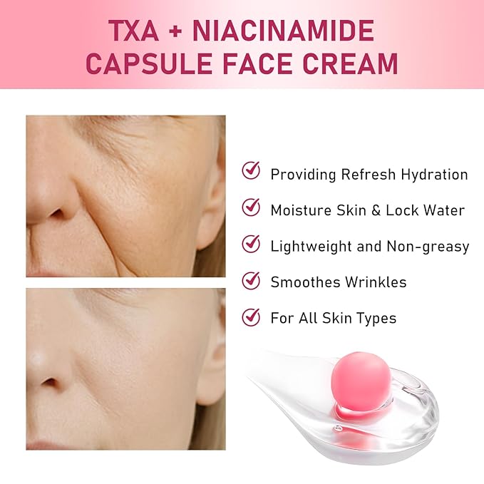 TXA Niacinamide Capsule Face Cream,Moisturizer Capsule Facial Cream,Hydrating Night Face Cream Skincare 4.9 OZ
