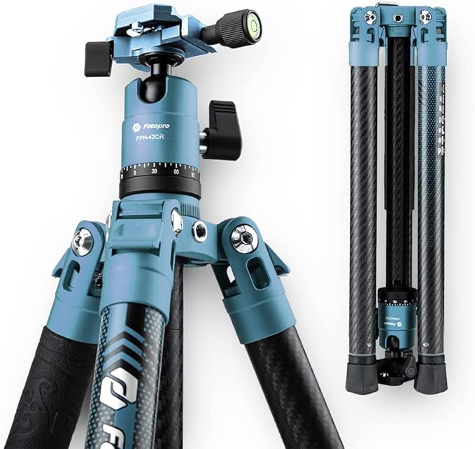 Fotopro Carbon Fiber Tripod 60 Inch 360 Degree Ball Head Quick Release Plate by Fotopro