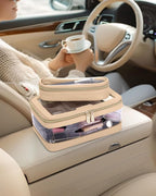 Travel Clear Makeup Bag with Makeup Brush Bag, Leather Makeup Case Toiletry Bag - Image 3