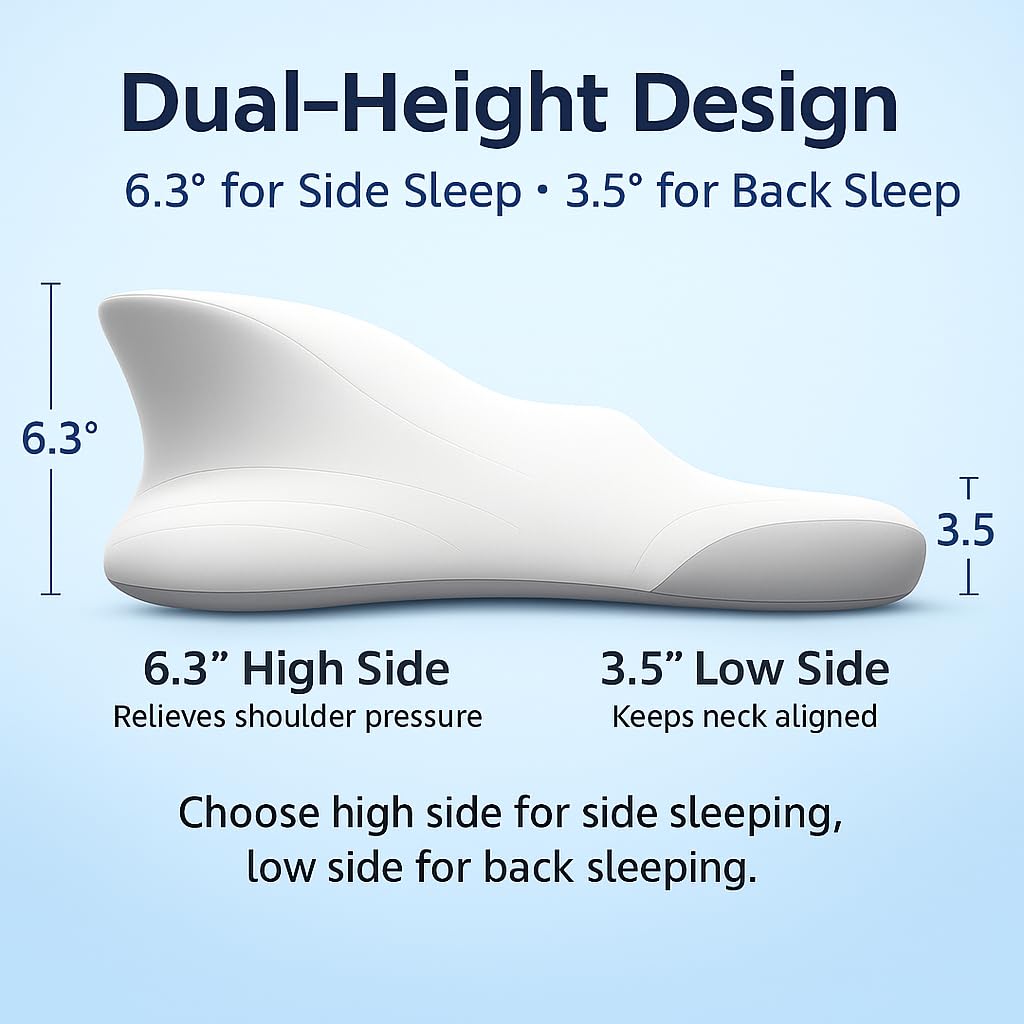 Extra High Loft Cervical Neck Pillow for Broad Shoulders (White)