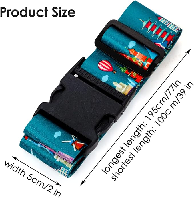 Adjustable Travel Luggage Strap Suitcase Belt Travel Bag Accessories 1.96 in W - Image 6